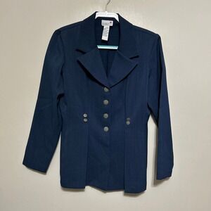 VTG 90s Scarlett Womens Blazer 9/10 Navy Blue Jacket Double Button Tailored Chic